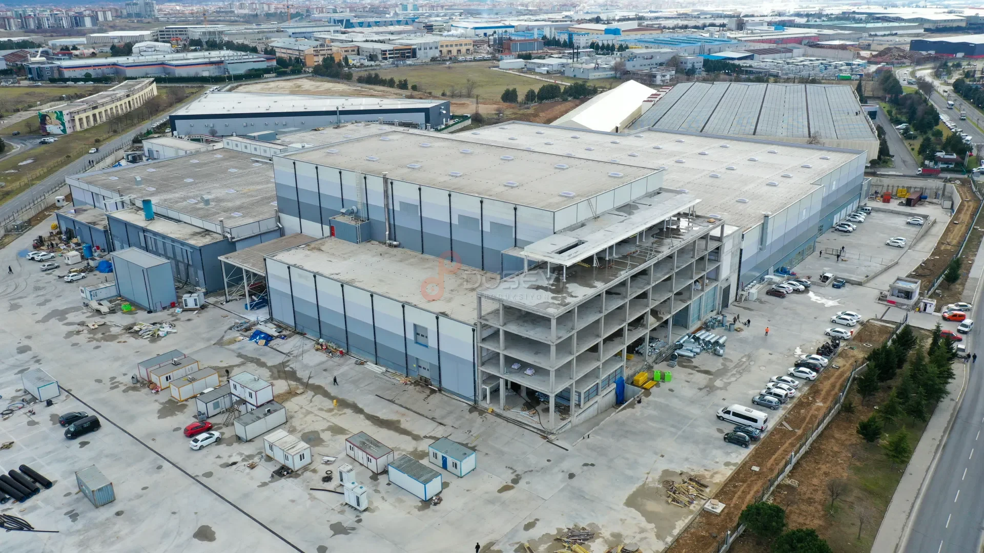 Çorlu Fabrika İnşaatı ve Endüstriyel Şantiye İlerleme Takibi - Drone Çekimi - 1