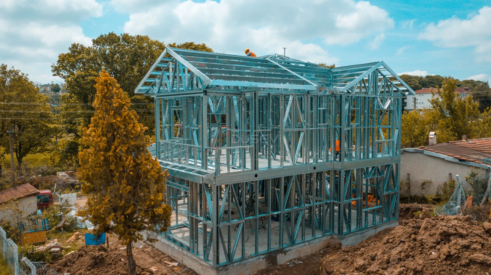 Modern Çelik Villa Projesi Profesyonel Drone Çekimi - 1