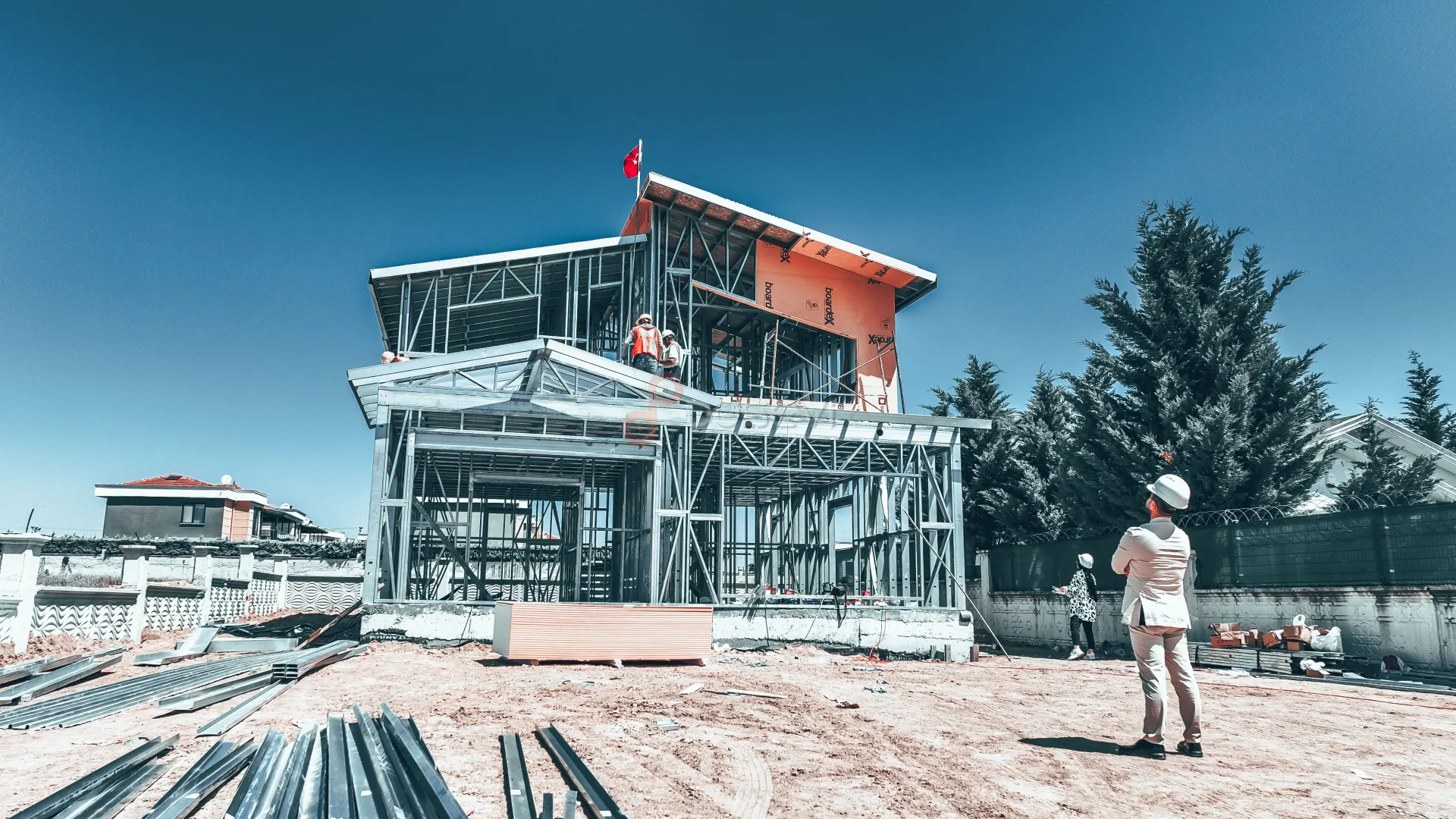 Çerkezköy Modern Çelik Yapı Villa ve Bina Projeleri Profesyonel Drone Çekimi - 1