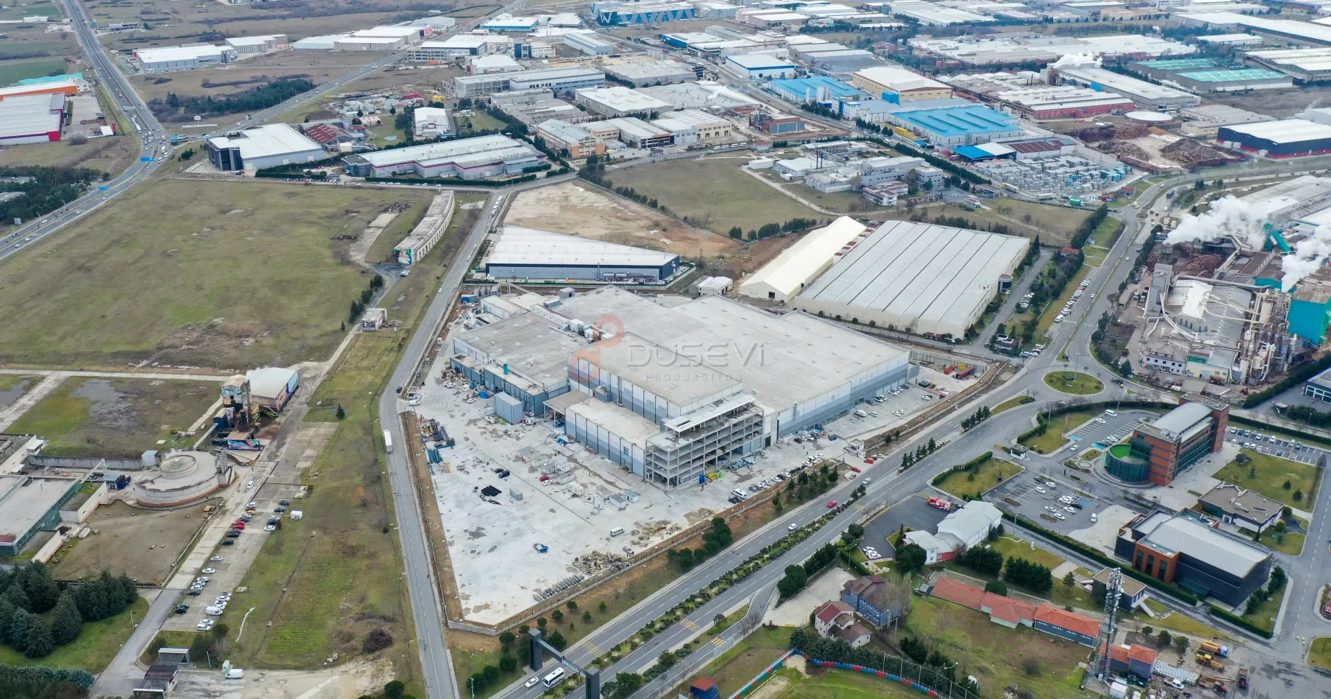 Çorlu Fabrika İnşaatı ve Endüstriyel Şantiye İlerleme Takibi - Drone Çekimi - 4