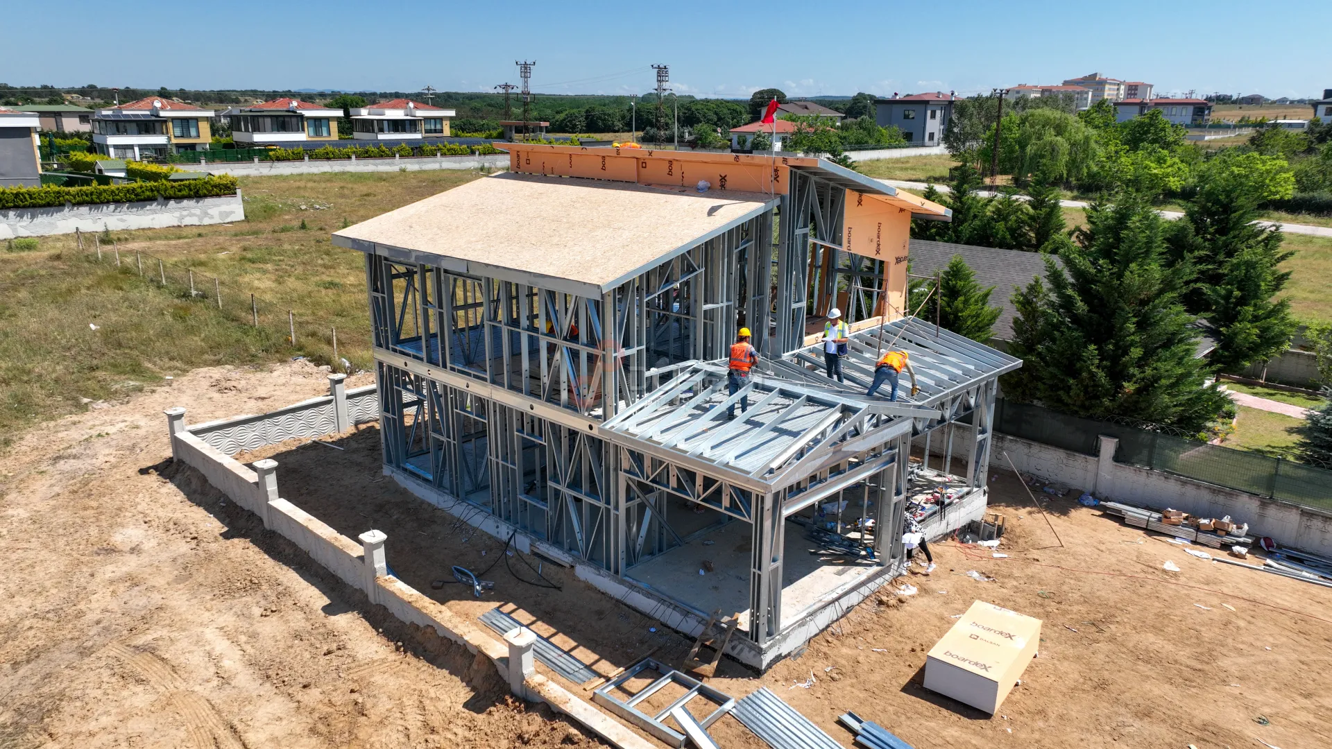 Çerkezköy Modern Çelik Yapı Villa ve Bina Projeleri Profesyonel Drone Çekimi - 3