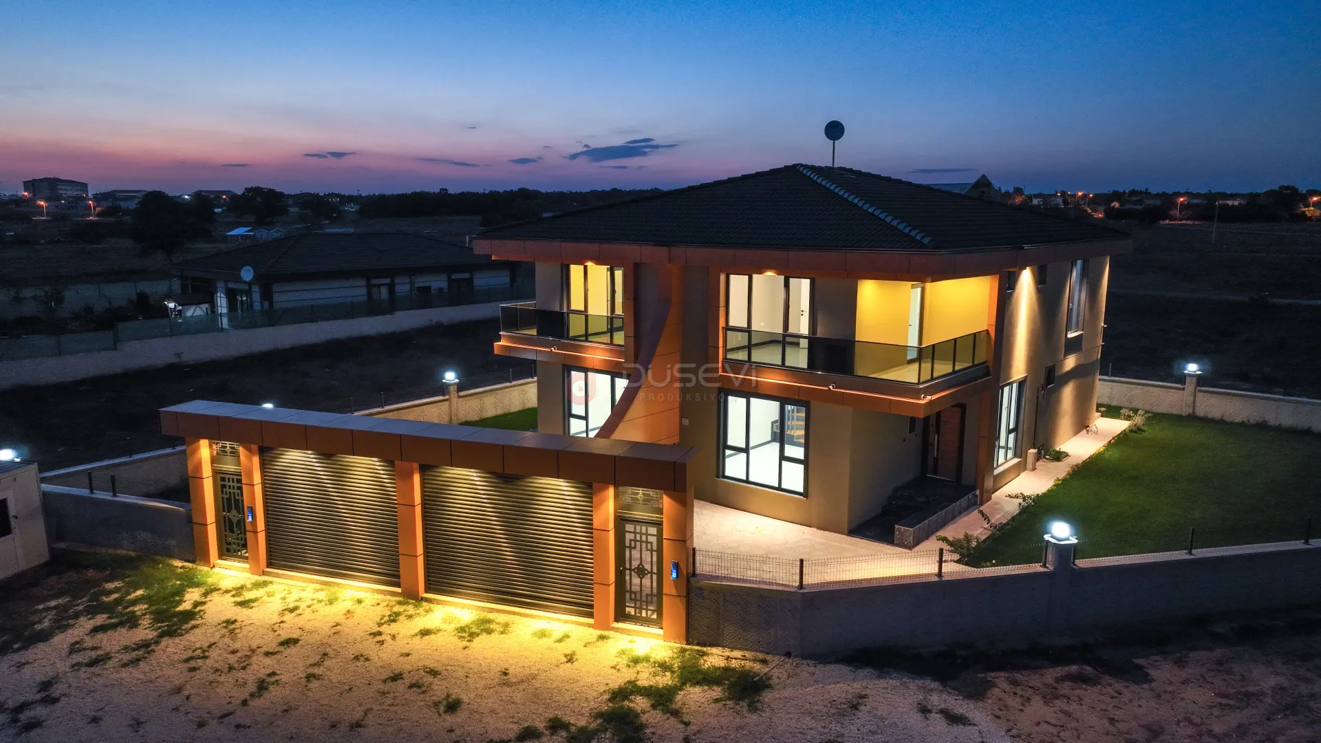 Tekirdağ Lüks Villa Gece Çekimi | Profesyonel Mimari Drone Fotoğrafçılığı - 2
