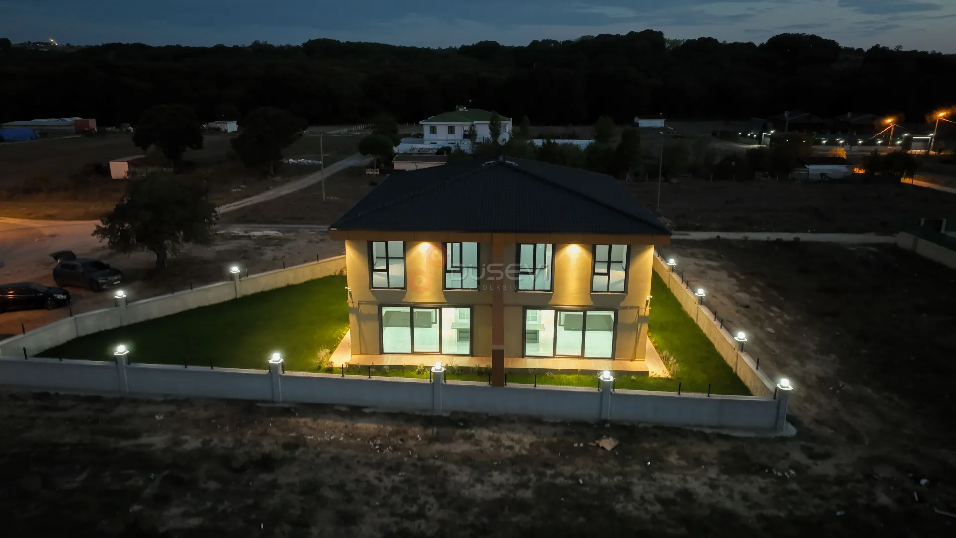 Tekirdağ Lüks Villa Gece Çekimi | Profesyonel Mimari Drone Fotoğrafçılığı - 6