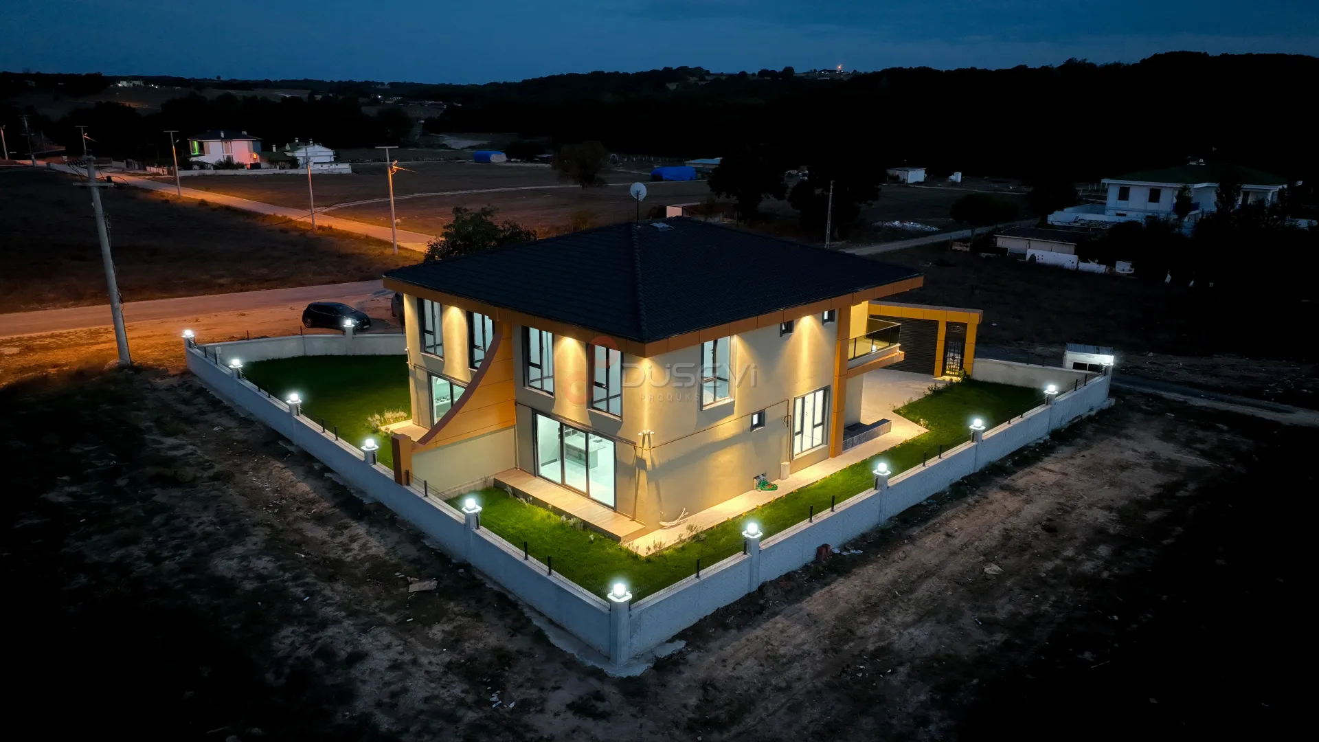 Tekirdağ Lüks Villa Gece Çekimi | Profesyonel Mimari Drone Fotoğrafçılığı - 8