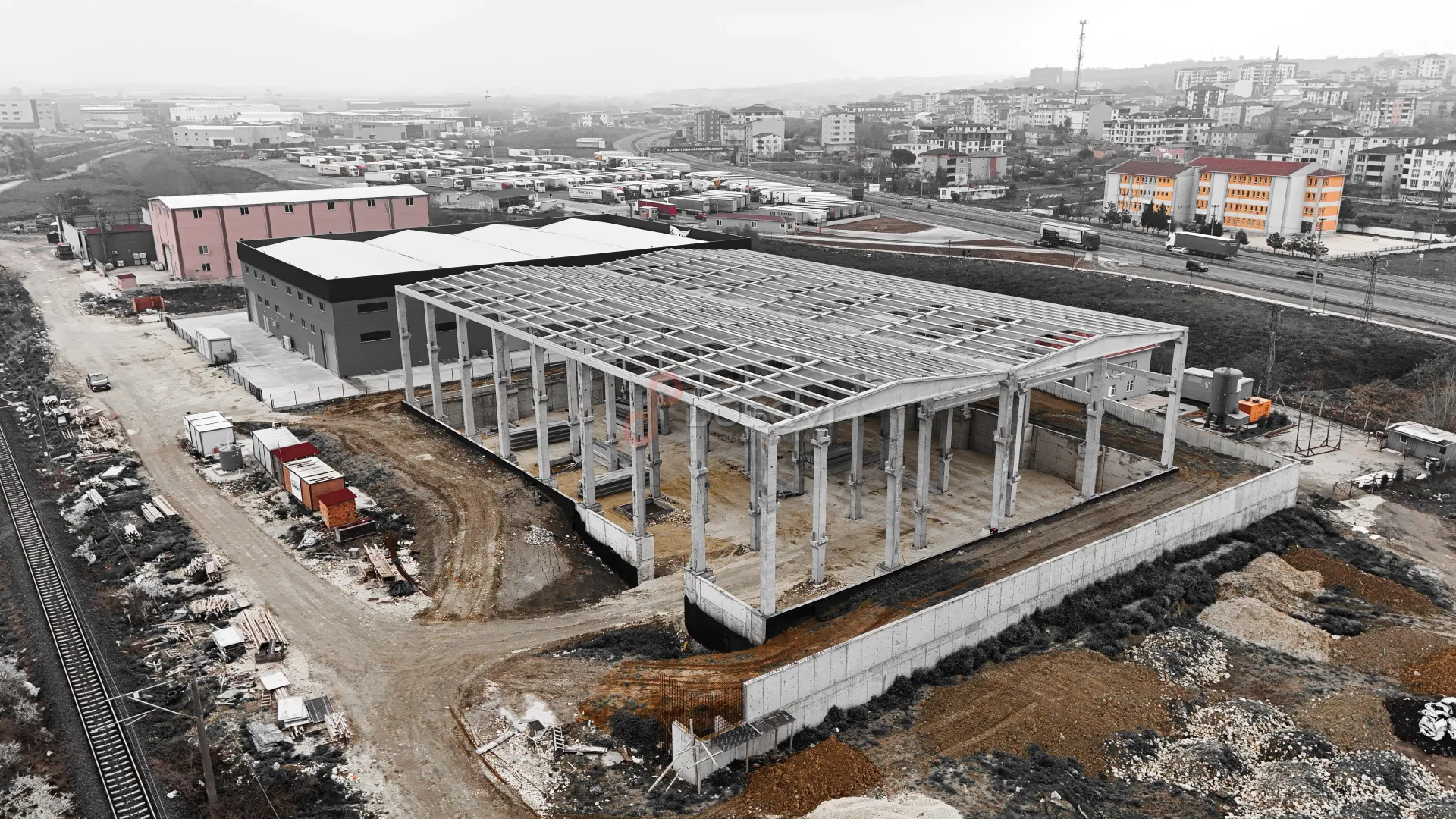 Veliköy Organize Sanayi Bölgesi (VOSB) Fabrika İnşaatı ve Şantiye Süreçleri Profesyonel Drone Çekimi - 5